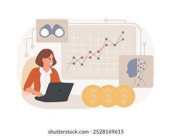 AI-Enhanced Financial Forecasting conceito abstrato vetor ilustração. Finanças e Contabilidade. Preveja tendências financeiras, flutuações do mercado, investimento. Tecnologia AI. metáfora abstrata.