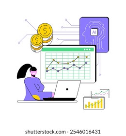 AI-Enhanced Financial Forecasting conceito abstrato vetor ilustração. Finanças e Contabilidade. Preveja tendências financeiras, flutuações do mercado, investimento. Tecnologia AI. metáfora abstrata.