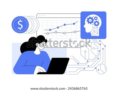 AI-Enhanced Financial Forecasting abstract concept vector illustration. Finance and Accounting. Predict financial trends, market fluctuations, investment. AI Technology. abstract metaphor.