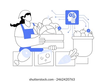 AI-Enhanced Food Safety abstract concept vector illustration. Agriculture. AI tracking and monitoring of potential contaminants in the food chain. AI Technology. abstract metaphor.