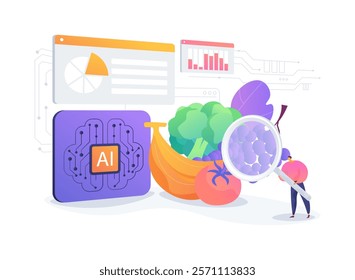 AI-Enhanced Food Safety abstract concept vector illustration. Agriculture. AI tracking and monitoring of potential contaminants in the food chain. AI Technology. abstract metaphor.