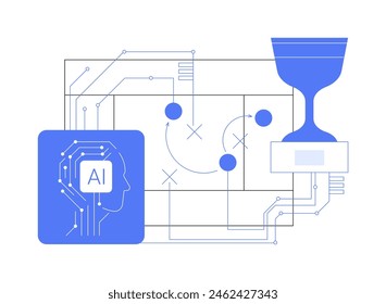 AI-Enhanced Game Strategy abstract concept vector illustration. Sports Analytics. Develop winning strategy by analyzing opponent data, historical performance. AI Technology. abstract metaphor.