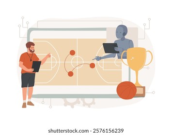 AI-Enhanced Game Strategy abstract concept vector illustration. Sports Analytics. Develop winning strategy by analyzing opponent data, historical performance. AI Technology. abstract metaphor.