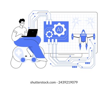 AI-Enhanced Gaming abstract concept vector illustration. Entertainment. Develop video games with intelligent non-player characters, AI-driven dynamic gameplay. AI Technology. abstract metaphor.