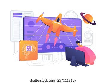 AI-Enhanced Gaming abstract concept vector illustration. Entertainment. Develop video games with intelligent non-player characters, AI-driven dynamic gameplay. AI Technology. abstract metaphor.