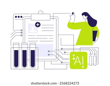 AI-Enhanced Health and Wellness Programs abstract concept vector illustration. Human Resources. Employee well-being, personalized health and wellness recommendations. AI Technology. abstract metaphor.