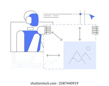 AI-Enhanced Image Resizing abstract concept vector illustration. AI resizing images, optimizing dimensions, improving visual quality, using image editing tools abstract metaphor.