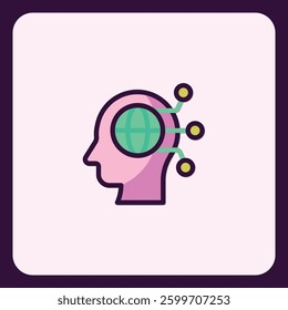 AI-Enhanced Intellect Icon Depicting Global Connectivity and Innovation