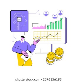 AI-Enhanced Lead Nurturing abstract concept vector illustration. AI automating follow-ups, delivering relevant content, improving engagement, managing sales funnels abstract metaphor.