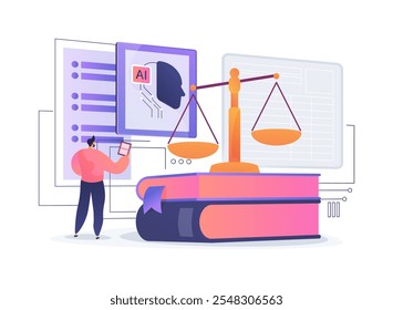 AI-Enhanced Legal Compliance conceito abstrato ilustração vetorial. Serviços jurídicos. Usar ferramentas de IA que rastreiam e gerenciam alterações regulamentares. Tecnologia AI. metáfora abstrata.