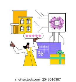 AI-Enhanced Loyalty Programs abstract concept vector illustration. Hospitality. Develop and manage customer loyalty programs with AI insights of guest behavior. AI Technology. abstract metaphor.