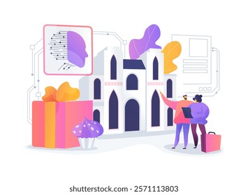 AI-Enhanced Loyalty Programs abstract concept vector illustration. Hospitality. Develop and manage customer loyalty programs with AI insights of guest behavior. AI Technology. abstract metaphor.