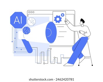 AI-Enhanced Marketing Campaigns abstract concept vector illustration. E-commerce. Targeting customers with AI-optimized marketing campaigns and promotions. AI Technology. abstract metaphor.