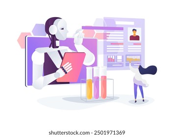 AI-Enhanced Medical Diagnosis abstract concept vector illustration. Healthcare. Improve diagnostic accuracy, analyze medical images and patient data. AI Technology. abstract metaphor.