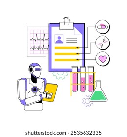 AI-Diagnóstico Médico Avançado conceito abstrato ilustração vetorial. Saúde. Melhorar a precisão do diagnóstico, analisar imagens médicas e dados de pacientes. Tecnologia AI. metáfora abstrata.