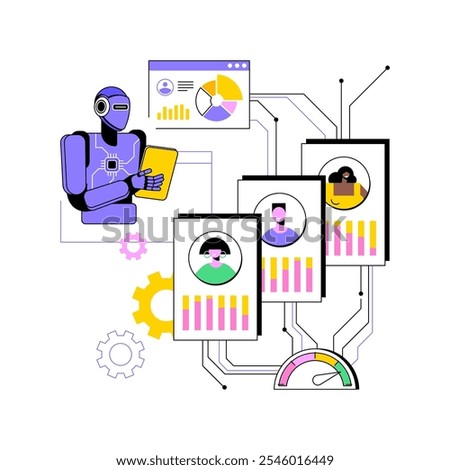 AI-Enhanced Performance Evaluation abstract concept vector illustration. Human Resources. Use AI to provide feedback and assess employee performance. AI Technology. abstract metaphor.