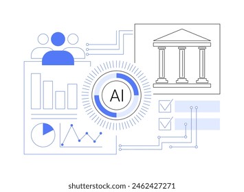 AI-Enhanced Policy Analysis abstract concept vector illustration. Government and Public Services. Analyze complex policy data with AI algorithms, make informed decisions. abstract metaphor.