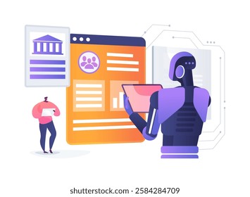 AI-Enhanced Policy Analysis abstract concept vector illustration. Government and Public Services. Analyze complex policy data with AI algorithms, make informed decisions. abstract metaphor.