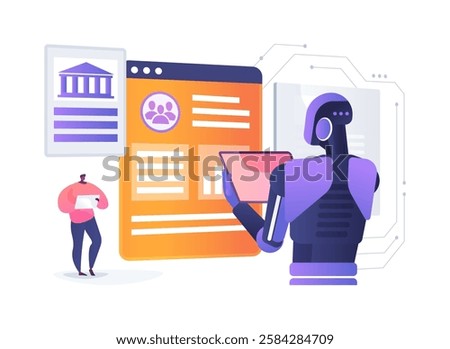 AI-Enhanced Policy Analysis abstract concept vector illustration. Government and Public Services. Analyze complex policy data with AI algorithms, make informed decisions. abstract metaphor.