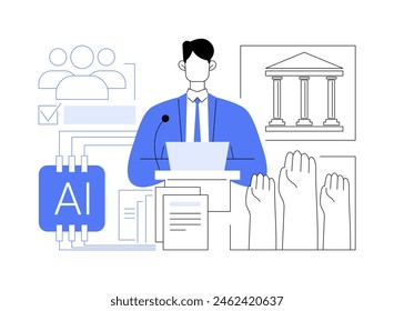 AI-Enhanced Political PR abstract concept vector illustration. Public Relations. Enhance political campaigns and advocacy, AI-powered messaging and targeting. AI Technology. abstract metaphor.