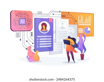 AI-Enhanced Recruitment and Screening abstract concept vector illustration. Human Resources. Identify top candidates based on their qualifications and job fit. AI Technology. abstract metaphor.