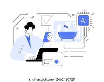 AI-Enhanced Reservation Management abstract concept vector illustration. Hospitality. Reservations and booking processes with AI chatbots and systems. AI Technology. abstract metaphor.