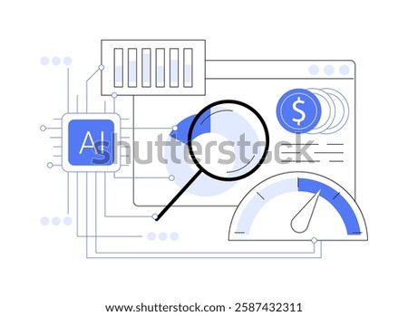 AI-Enhanced Sales Analytics abstract concept vector illustration. AI analyzing sales data, providing insights, using analytics tools, performance metrics, data-driven decisions abstract metaphor.