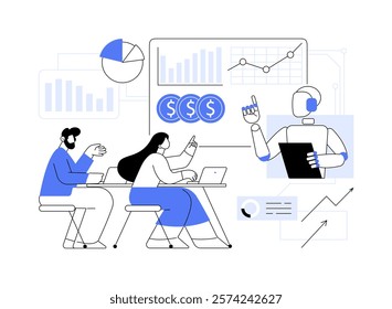 AI-Enhanced Sales Training abstract concept vector illustration. AI providing personalized training modules, enhancing sales skills, team performance, learning platforms abstract metaphor.