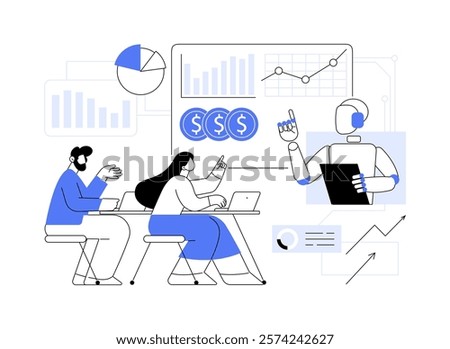 AI-Enhanced Sales Training abstract concept vector illustration. AI providing personalized training modules, enhancing sales skills, team performance, learning platforms abstract metaphor.
