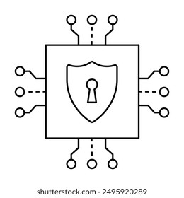 Seguridad mejorada por IA. Icono de seguridad automatizada. Icono de protección de IA digital. Icono del sistema de seguridad inteligente. Icono de seguridad tecnológica.