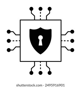 AI-Enhanced Security Icon. Automated Security. Digital AI Protection. Smart Security. System Icon. Tech Security AI.