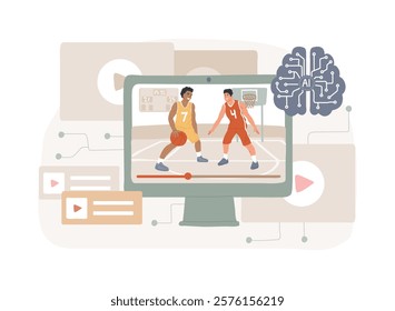 AI-Enhanced Sports Broadcasting abstract concept vector illustration. Sports Analytics. Enhance live broadcasts with real-time data, statistics, and predictive analysis. abstract metaphor.