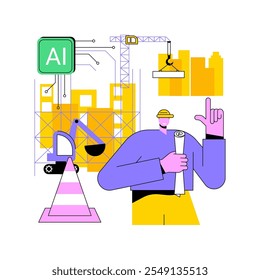 AI-Enhanced Structural Integrity abstraktes Konzept, Vektorgrafik. Architektur und Design. Sichern Sie strukturelle Stabilität und Sicherheit mit KI-Simulationen und -Analysen. abstrakte Metapher.