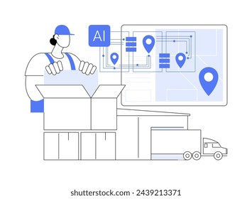 AI-Enhanced Supply Chain Optimization abstract concept vector illustration. Manufacturing. Using AI for inventory management and demand forecasting. AI Technology. abstract metaphor.