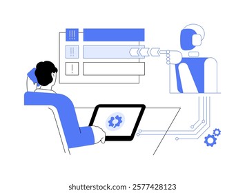 AI-Enhanced Support Ticket Prioritization abstract concept vector illustration. AI prioritizing tickets, automating responses, improving efficiency, using ticket management abstract metaphor.