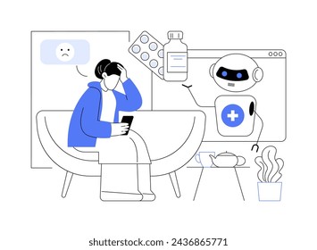 AI-Enhanced Telemedicine abstract concept vector illustration. Healthcare. Using AI for remote diagnostics and treatment. Data analysis, image recognition. AI Technology. abstract metaphor.