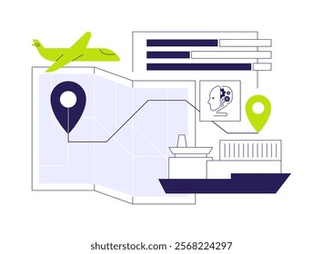 AI-Enhanced Transportation Management abstract concept vector illustration. Supply Chain Management. Optimize transportation routes and carriers with AI Technology. abstract metaphor.