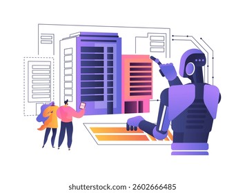 AI-Enhanced Virtual Reality Walkthroughs abstract concept vector illustration. Architecture and Design. Immersive virtual tours of architectural designs and interiors. abstract metaphor.