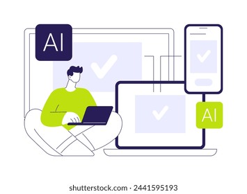 AI-Ensured Multi-Channel Customer Engagement abstract concept vector illustration. Customer Service. Personalized customer experiences across various channels. AI Technology. abstract metaphor.