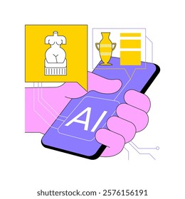 AI-Generated Art abstract concept vector illustration. Art and Creativity. Create art pieces using AI algorithms, generate unique designs and styles. AI Technology. abstract metaphor.