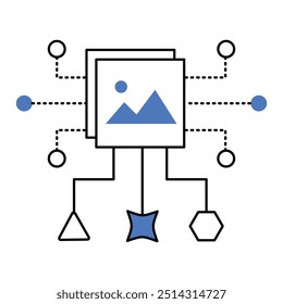 AI-Generated Art Icon Design. Representing Creative AI, Automated Artwork, Digital Art Generation, and Machine Learning in Visual Arts. Vector icon with editable