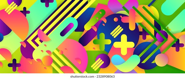 AI-Generated Art Memphis Style Bright color 3D design backgrounds template Airbrush surrealism summer juicy 60s, 70s, 80s background with geometric elements