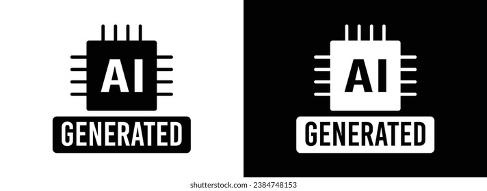 AI-Generated Icon. Artificial Intelligence Symbol, Automated Content Graphic.