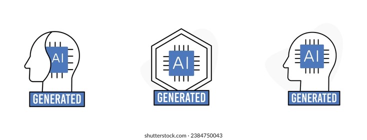 AI-Generated Icon. Artificial Intelligence Symbol, Automated Content Graphic.