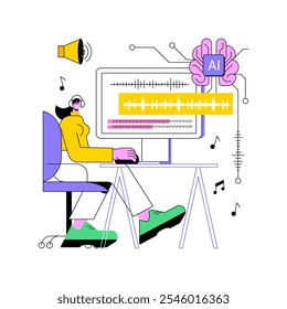 AI-Generated Music Composition abstract concept vector illustration. Entertainment. Compose music with AI algorithms that mimic different styles and genres. AI Technology. abstract metaphor.