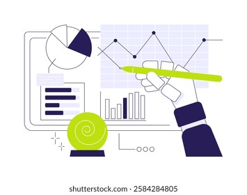 AI-Generated Predictive Insights abstract concept vector illustration. Data Analysis. Predictive insights into future trends based on historical data. AI Technology. abstract metaphor.