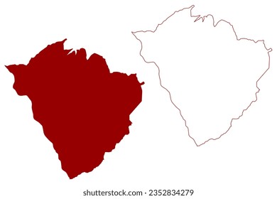 Aigle District (Switzerland, Swiss Confederation, Canton of Vaud, Waadt or Vôd) map vector illustration, scribble sketch Bezirk d'Aigle map