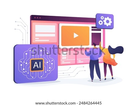 AI-Guided Self-Help Customer Service abstract concept vector illustration. Customer Service. AI-driven FAQs and video tutorials, customers solve issues with AI Technology. abstract metaphor.