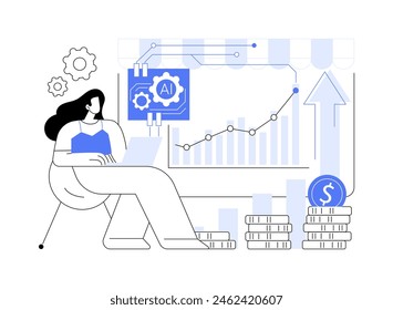 AI-Improved Sales Forecasting abstract concept vector illustration. Sales. Enhance sales forecasting accuracy, AI predictive capability for maximizing profits. AI Technology. abstract metaphor.