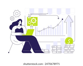 AI-Improved Sales Forecasting abstract concept vector illustration. Sales. Enhance sales forecasting accuracy, AI predictive capability for maximizing profits. AI Technology. abstract metaphor.